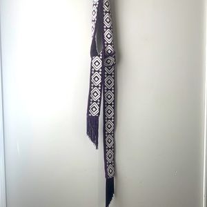 Free People Vivie Purple Velvet Embroidered Sash Belt with Fringe 64" NWOT